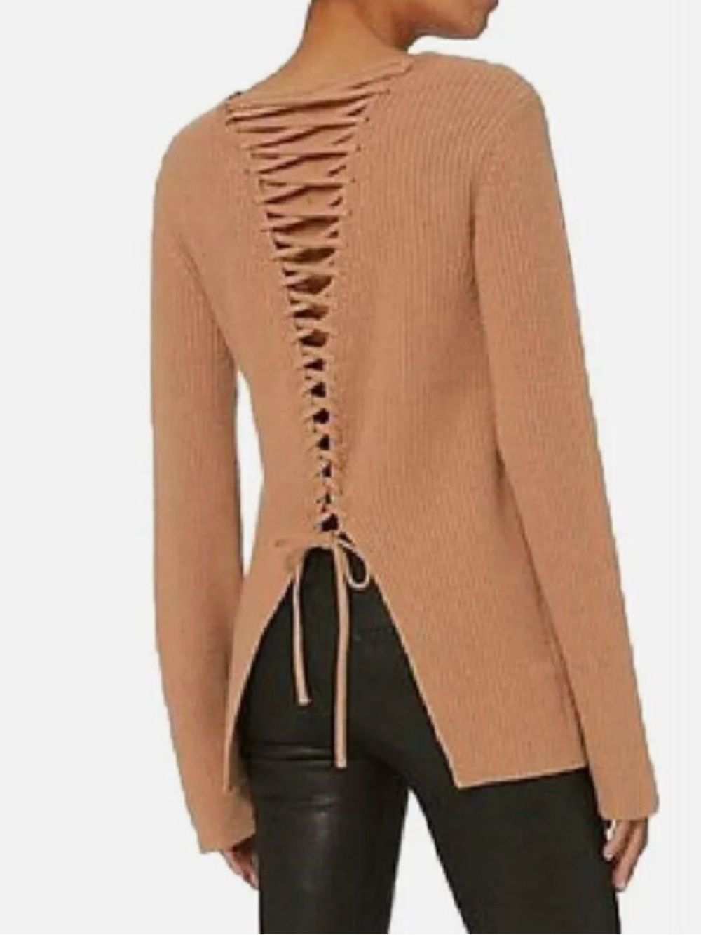 A.L.C. Markell Lace-Up Back Camel Sweater size xs
